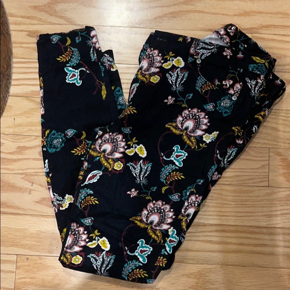 ONLY WORN ONCE! Black floral skinny jeans